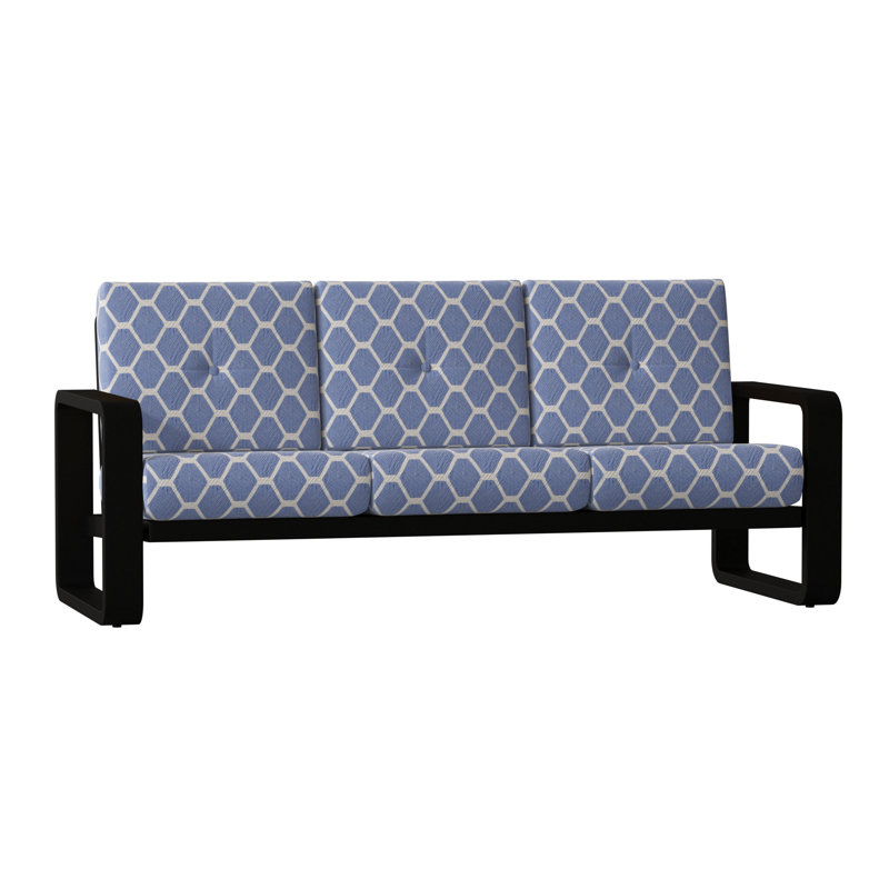 Vale 83.5'' Wide Aluminum Patio Sofa, Spectrum Indigo Sunbrella® Plainweave, Textured Black