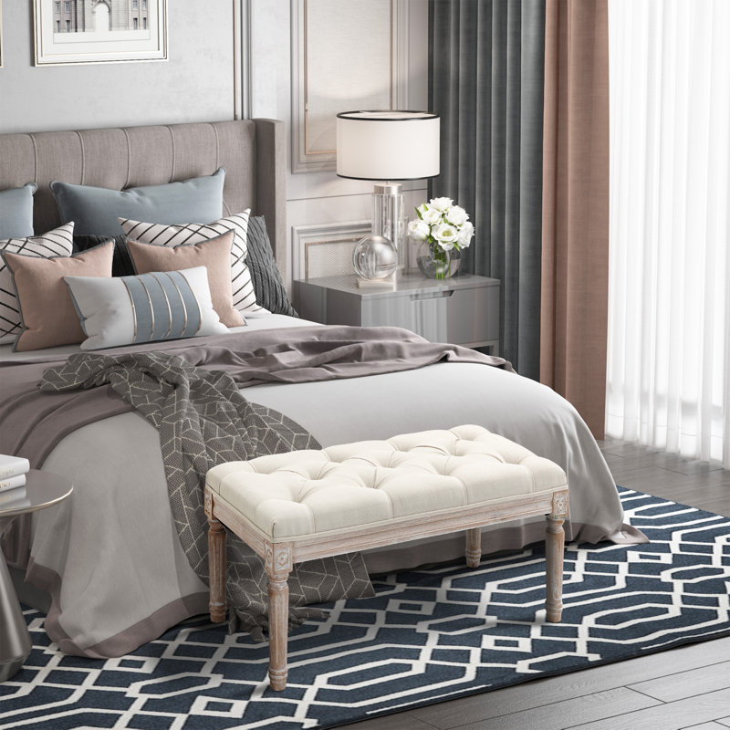 Mila Upholstered Bench, Beige