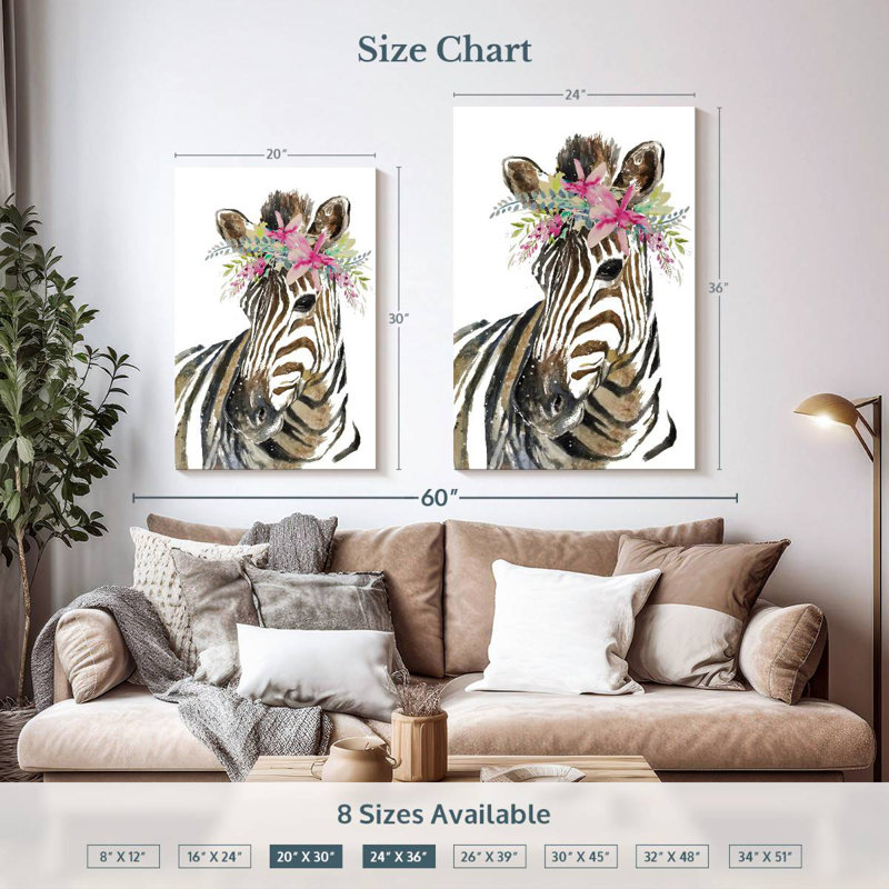 Brampt Crowned Zebra, 36" H x 24" W
