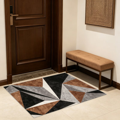 Tapis mauve et triangulaire jaune pour le salon, doux et confortable, adapté à toutes les saisons, facile à entretenir, tapis de sol intérieur lavable à la machine, sous la table de ferme convenant à la chambre à coucher, à la salle à manger, au bureau, au balcon, au patio