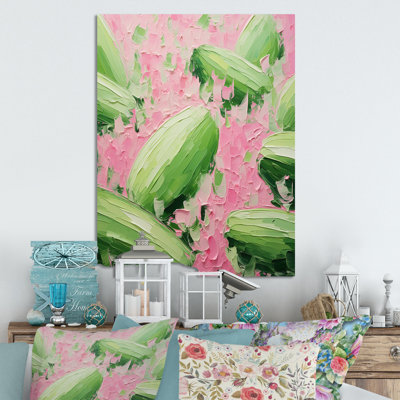 Green And Pink  Brush Melon Bounty V - Melon Metal Wall Art