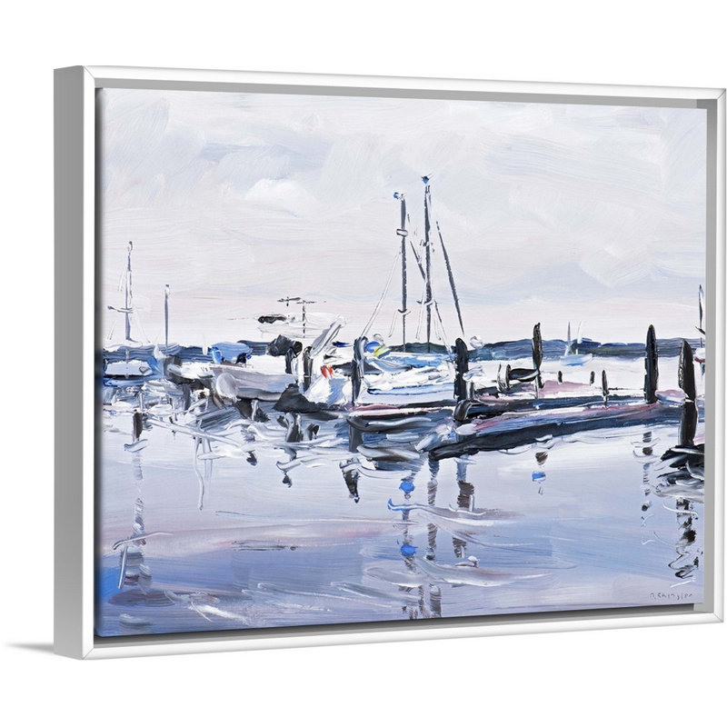 «Beaufort Marina», reproduction de David Shingler sur toile encadrée, H 18 po x l 22 po x P 1,75 po, Cadre blanc