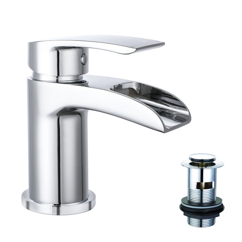  Symphony Round Waterfall Mono Basin Mixer Tap with Waste - Chrome, Chrome