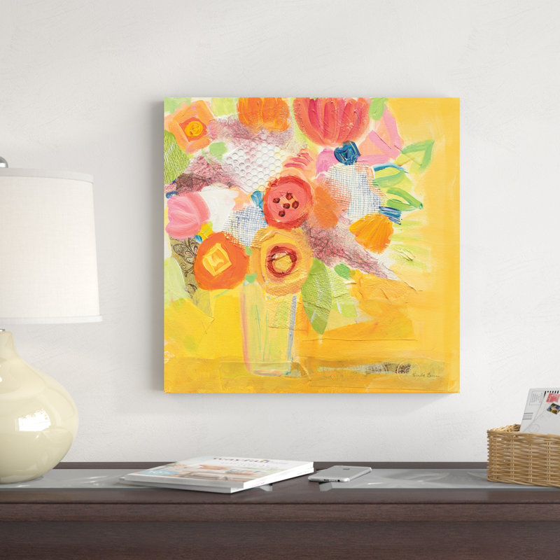 Floral jaune brumeux, H 20 po x l 20 po x P 1,25 po