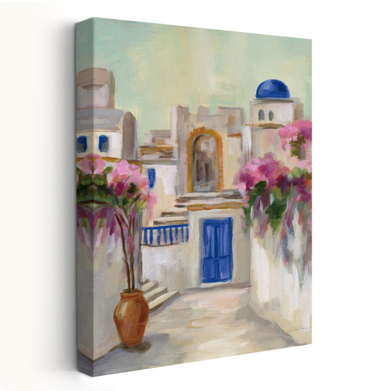 Santorini Street II - Pavillon bleu-brun, H 48 po x l 32 po