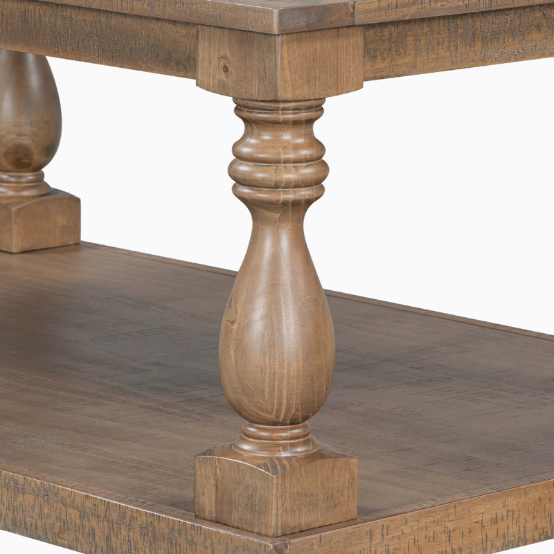 Table basse vintage avec pieds en forme de vase et placage de pin, pour le salon et le bureau, Brown