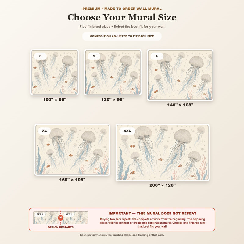 Papier peint sous-marin méduse amovible, 120 po x 96 po, Non-Woven Nonpasted