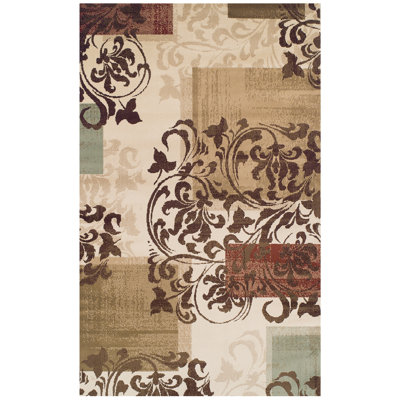Huberdina Abstract Scroll High-Low Texture Polypropylene Indoor Area Rug