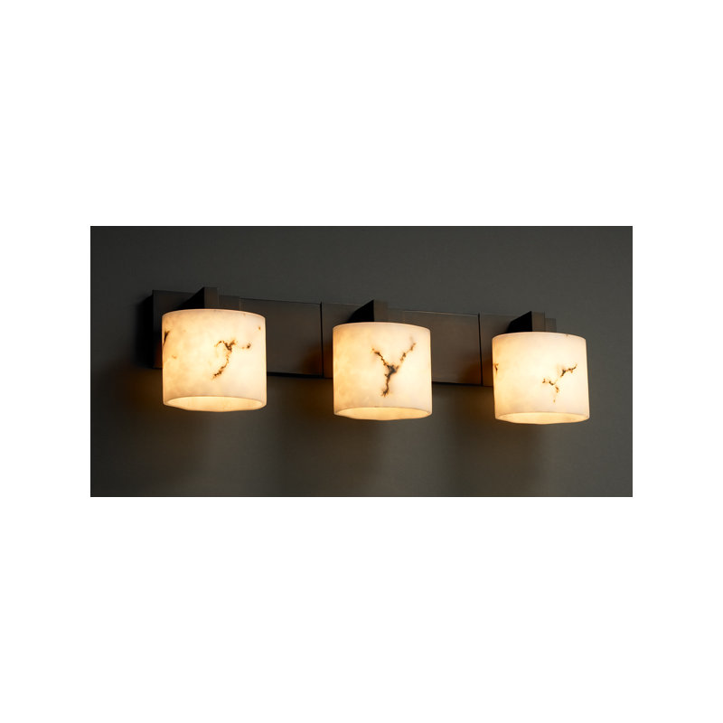Éclairage modulaire pour meuble-lavabo 3 lumières LumenAria, Carré avec rebord plat, Bronze foncé