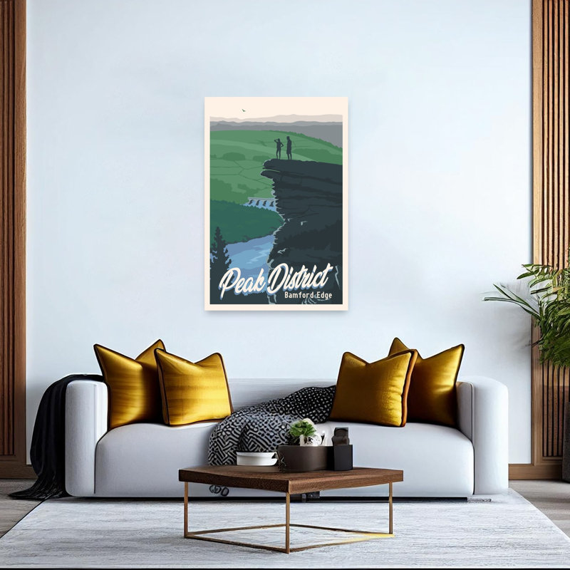 Peak District Bamford Edge Abstract Contemporary Bird Landscape Mountain Wall Art Print, 152.4cm H x 101.6cm W