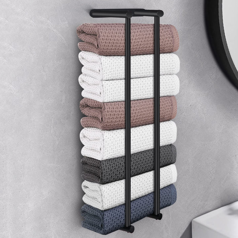 Tishkevich 2 Wall Mounted Required Towel Rack, Black