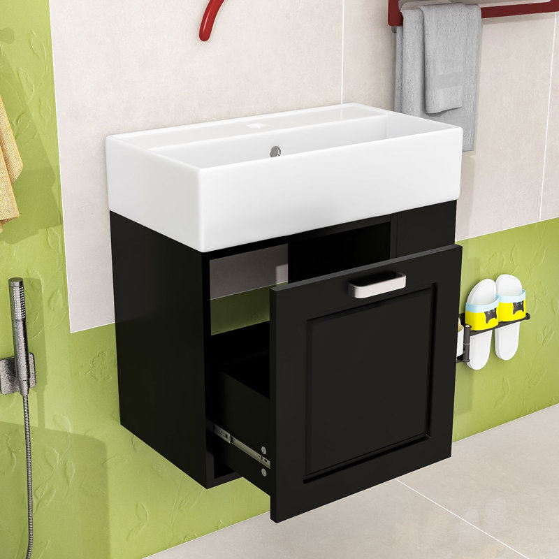 Meuble-lavabo moderne flottant avec lavabo facile d'entretien, Noir