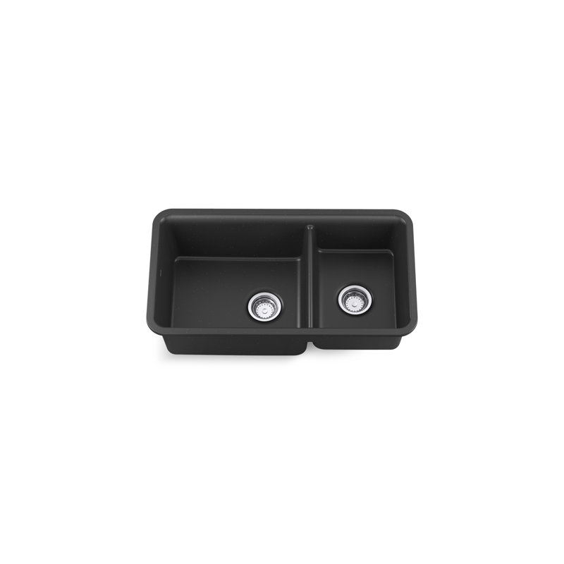 Gunnison 33.5'' L Double Basin Kitchen Sink, Black