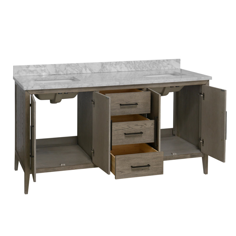 Ensemble de meuble-lavabo double 72 po Calgary, Chêne gris
