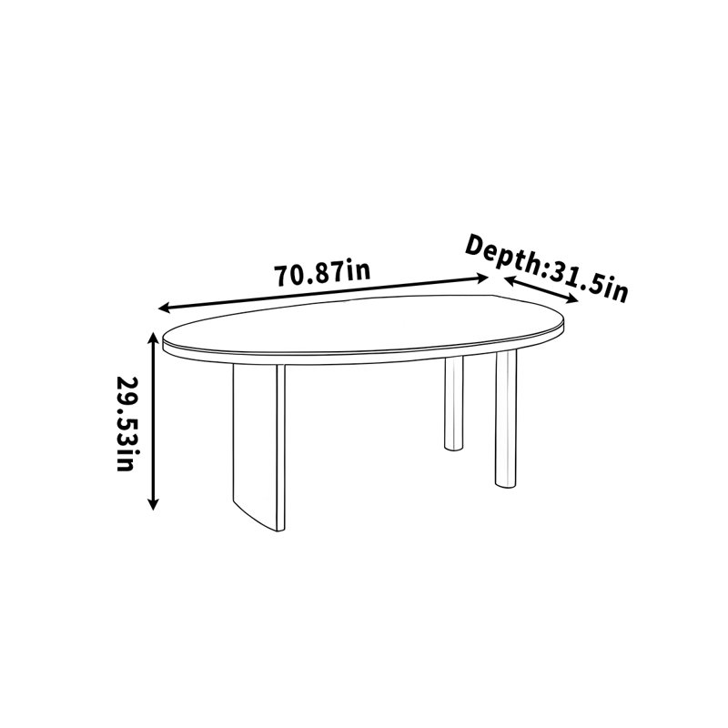 Bureau de forme spéciale pour une utilisation à domicile simple, Noir, H 29,53 po x l 70,87 po x P 31,5 po