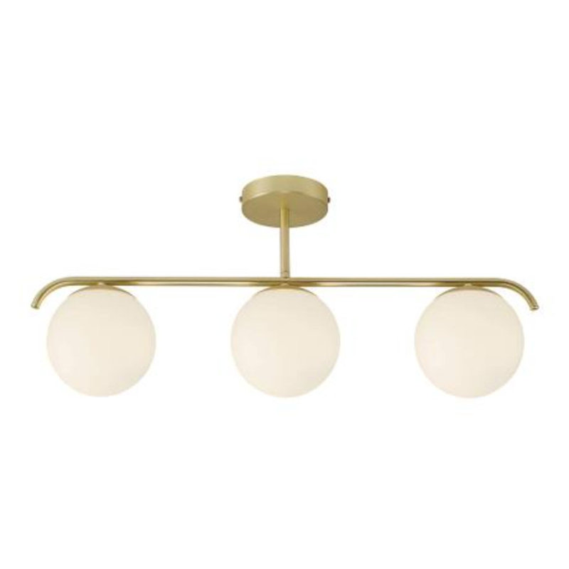 3 - Light Kitchen Island Pendant, Opal White, Brass