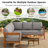 Spacious Patio Sofas, Acacia Wood L Shape Modern Set For Backyard Garden