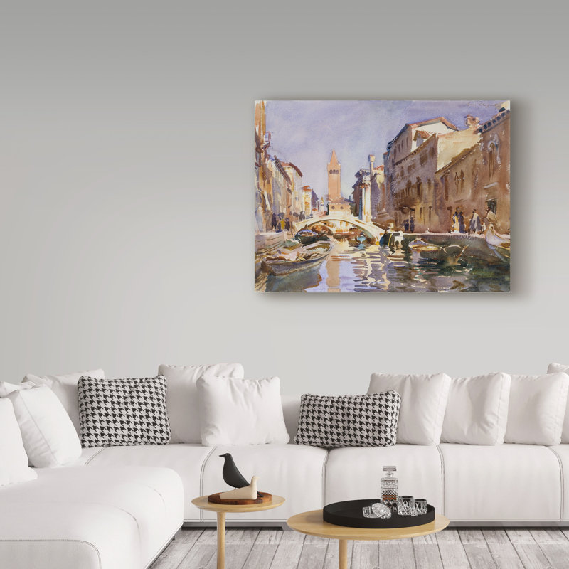 «Venetian Canal» par John Singer Sargent - reproduction d'art sur toile tendue, H 18 po x l 24 po x P 2 po