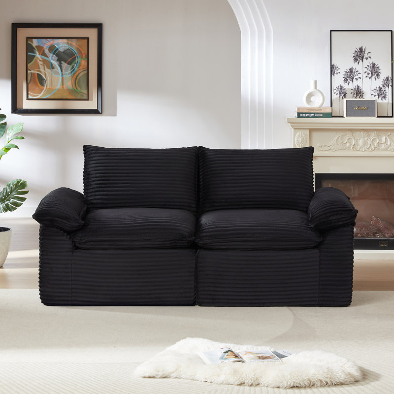 Modern corduroy cloud sofa, Black