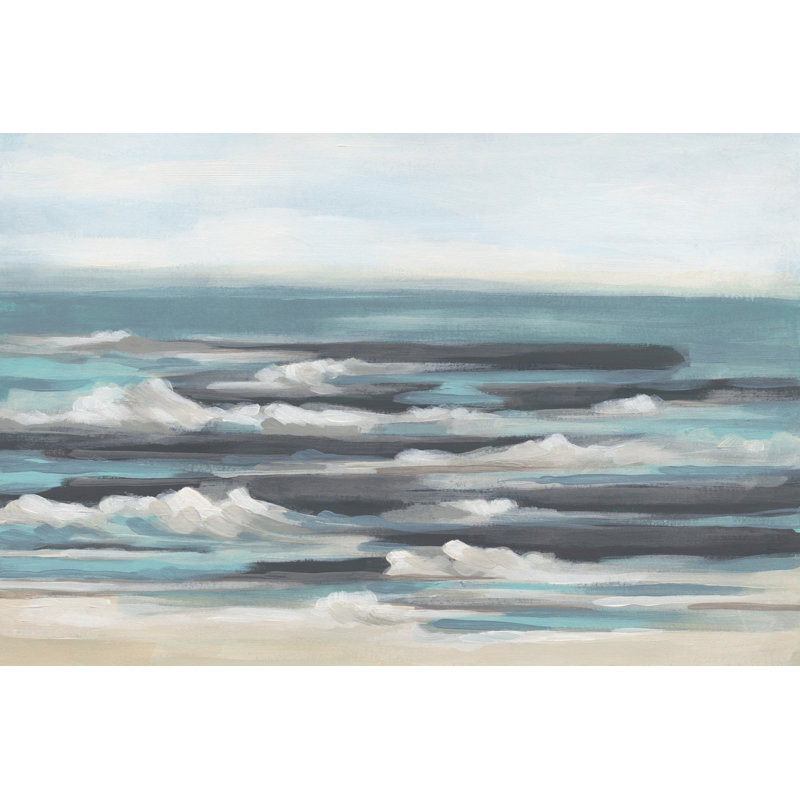 Gentle Surf I by June Erica Vess - Painting on Canvas, Black Floater Framed, 30 cm H x 46 cm W