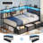 Corner Bed Frame with 3 Drawers and Storage Bookcase, Daybed with Charging Station and LED Lights-2101053987-2101276667
