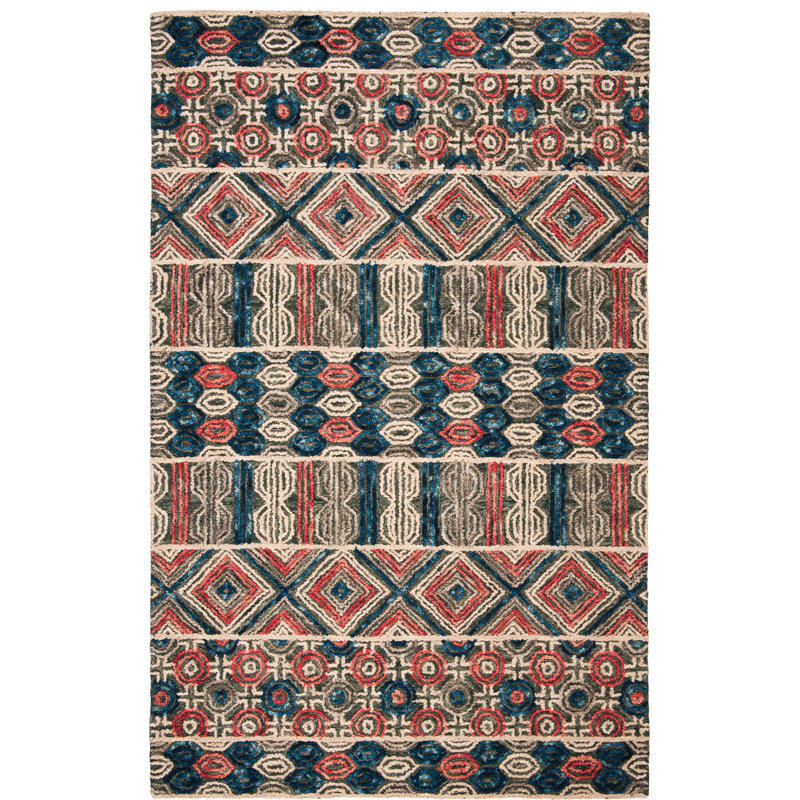 Brashear Hand Tufted Wool And Cotton Southwestern Rug, Rectangle 4' x 6'