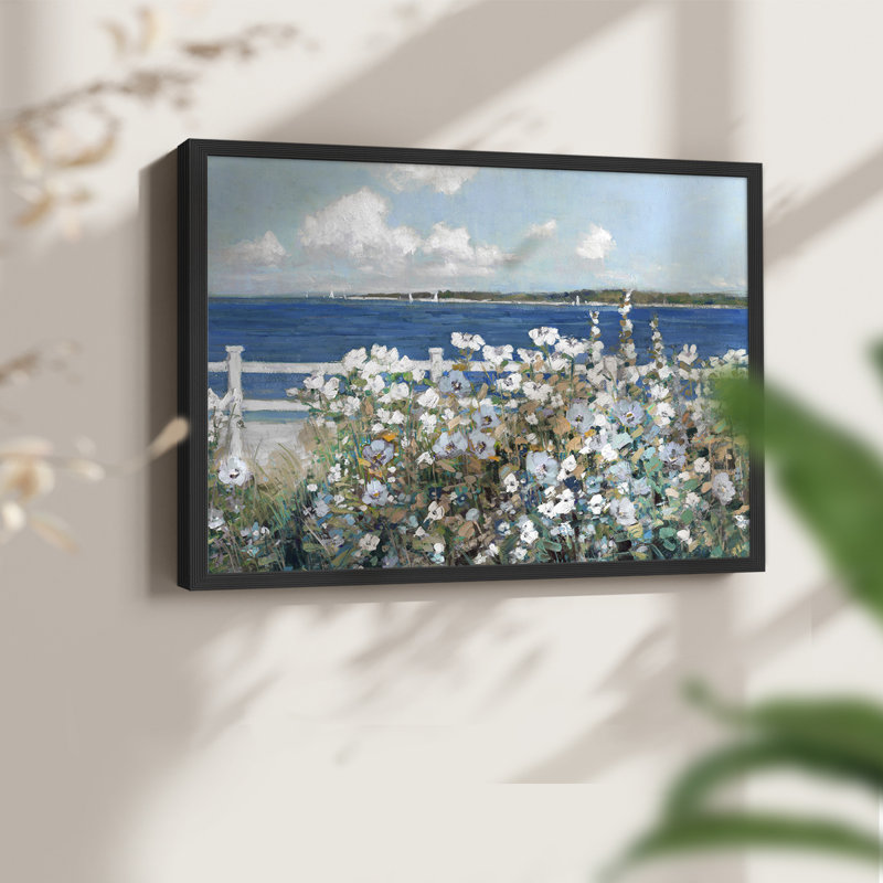 Bayside Garden - Reproduction encadrée - Restickable, H 22 po x l 28 po, Noir, noir, noir, noir
