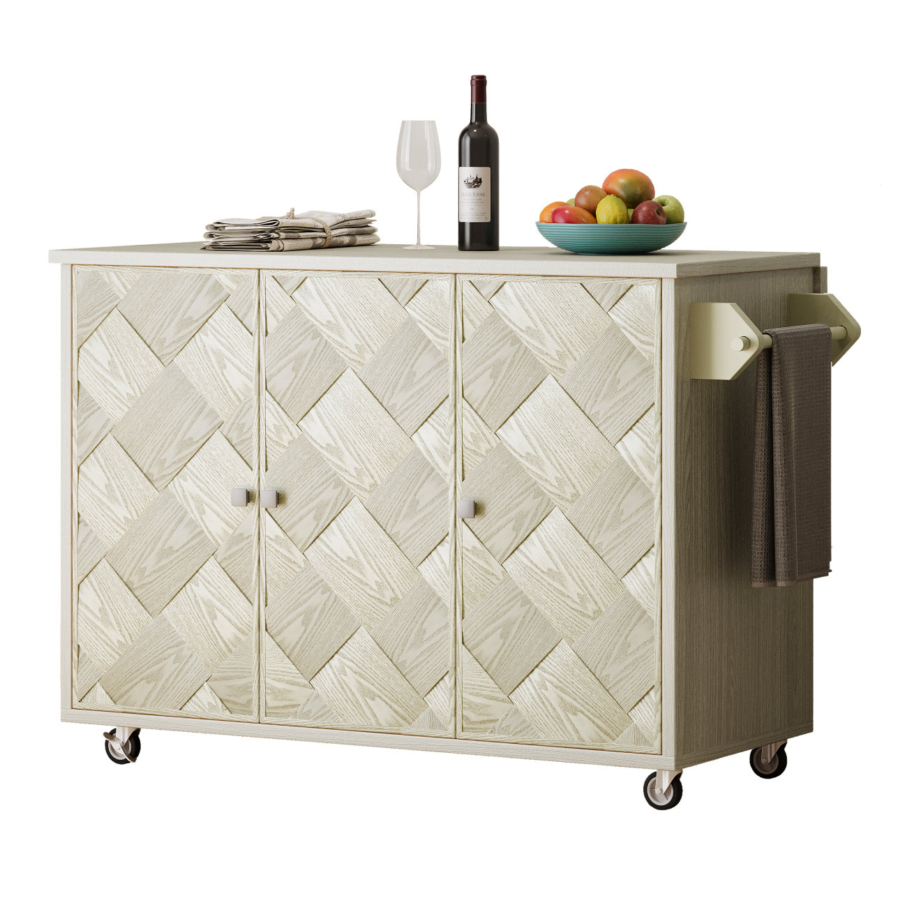 Latitude Run® Solid Wood Handwoven Kitchen Island With Drop Leaf | Wayfair