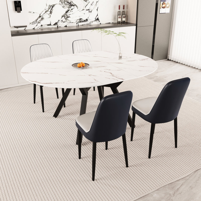 47 - 63" Extendable Dining Table And Chairs Comfortable, Long-term Use Expandable Configuration Fashionable,