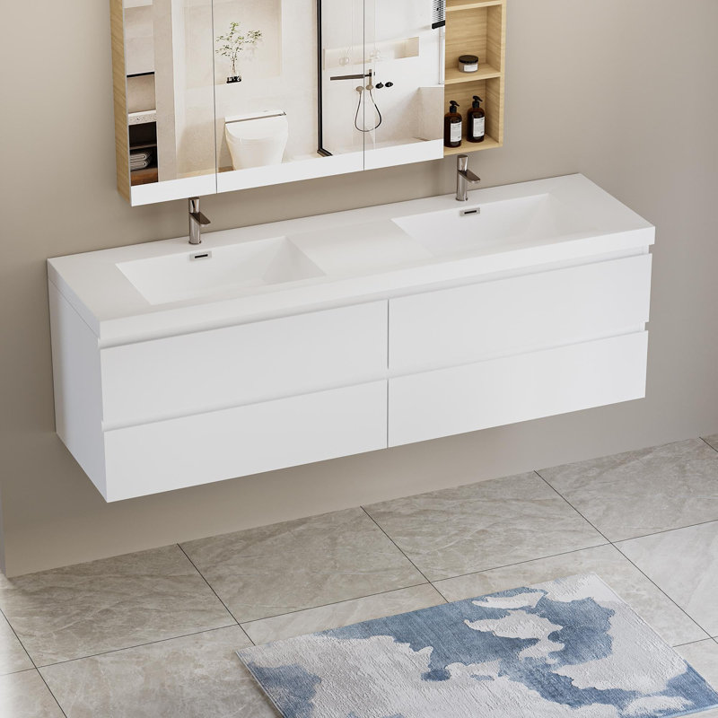 Bathroom Vanity with 4 Soft-Close Drawers, White