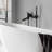 Solid Brass Wall Mounted Tub Faucet in Matte Black with Adjustable Tub Spout and Handheld Shower-102237600