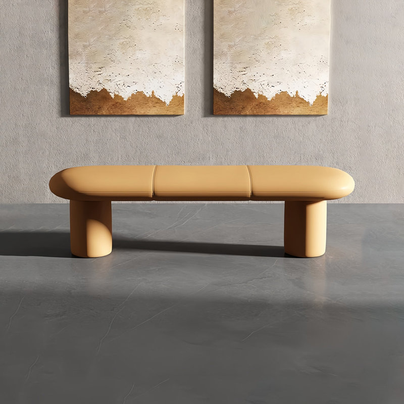 Banc de rangement en cuir clair, H 16,14 po x l 47,24 po x P 18,11 po
