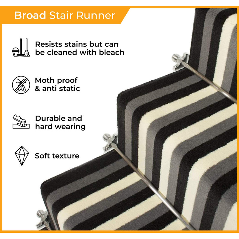 Stair Runner Columbia Striped Indoor Area Rug, Runner 70 x 900cm
