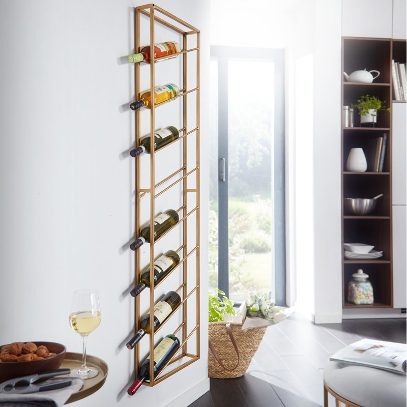 Bellmont 8 Bottle Wall Mounted Wine Bottle Rack, Golden