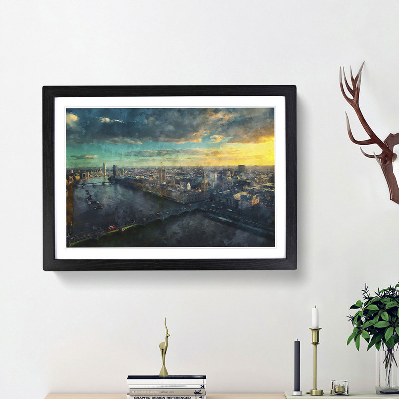 Big Ben & The London Skyline Framed Print, 36cm H x 48cm W x 2cm D, Black Framed