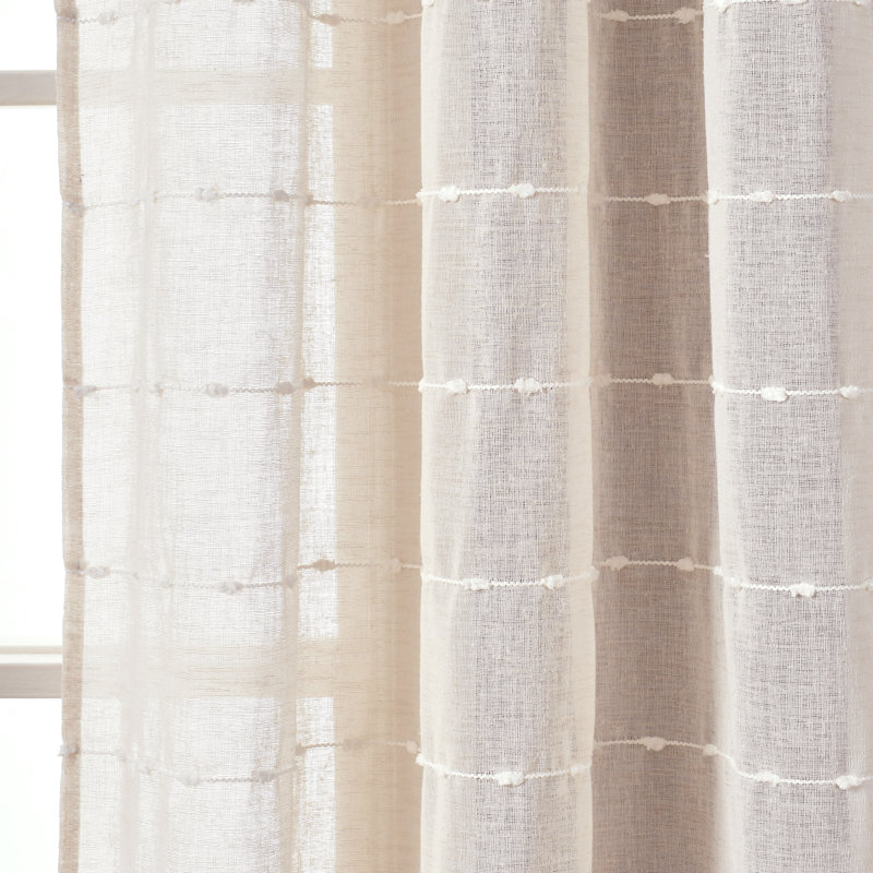 Paire de rideaux transparents , L 38 po x L 120 po, Beige
