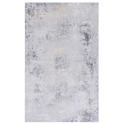 Tapis lavable 9 x 12 - antidérapant, à poils courts, ne perdant pas ses poils, pour la chambre à coucher, le salon, le couloir (gris, gris lavable, cuisine,