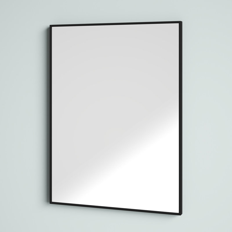 Miroir de salle de bain Chandrram, 31,5 po x 23,6 po, Noir