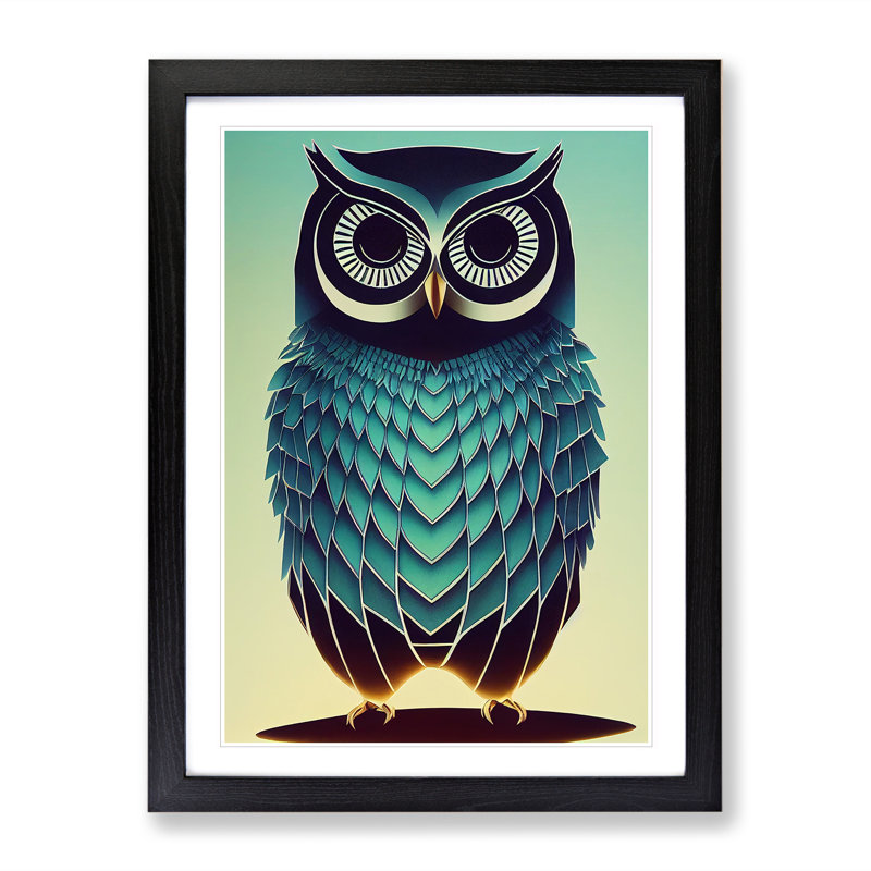 An Enlightening Owl - Wall Art, 46cm H x 34cm W, Black Framed