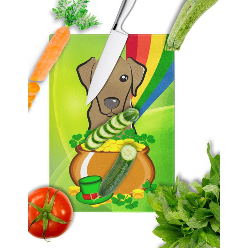 Caroline's Treasures Tempered Glass St. Patrick's Day Cutting Board, Chocolate Labrador