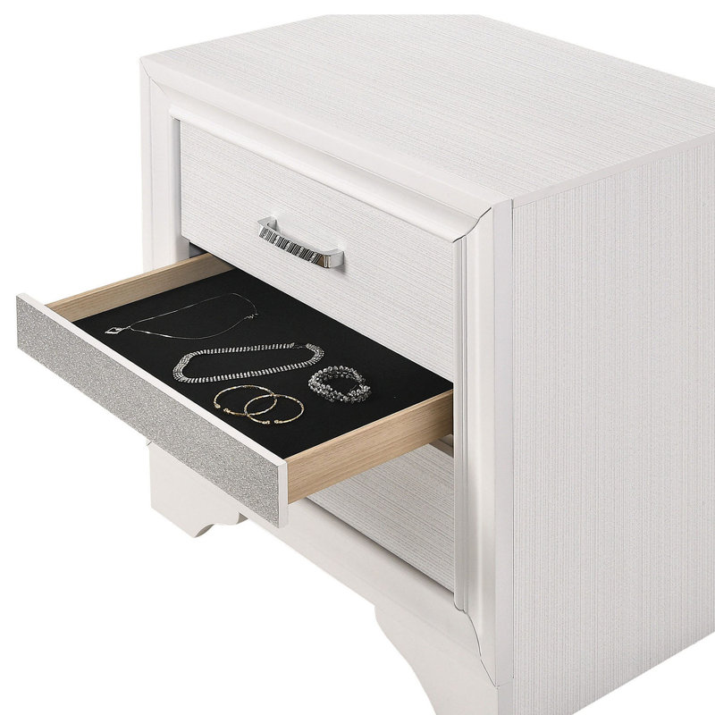 Table de chevet 2 tiroirs en bois blanc
