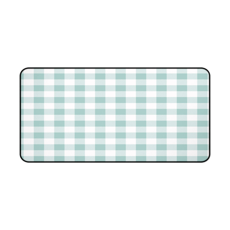 Polyester Desk Pad, 35cm H x 60cm W x 0,25cm D, Mint Gingham