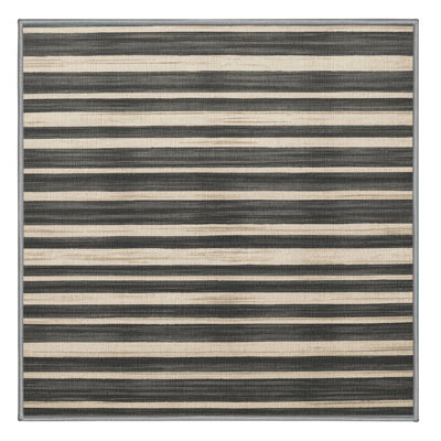 Washable Stone Gray Cream Striped Area Rug