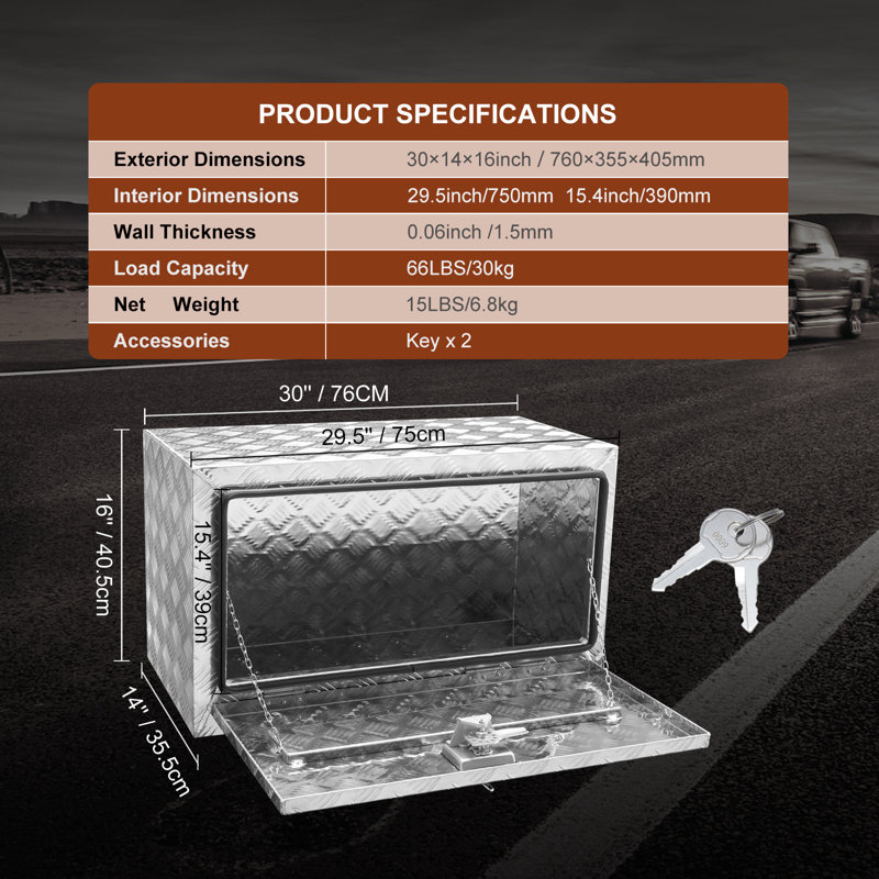 Mercer41 Underbody Truck Box, 30"×14"×16" Pickup Storage Box