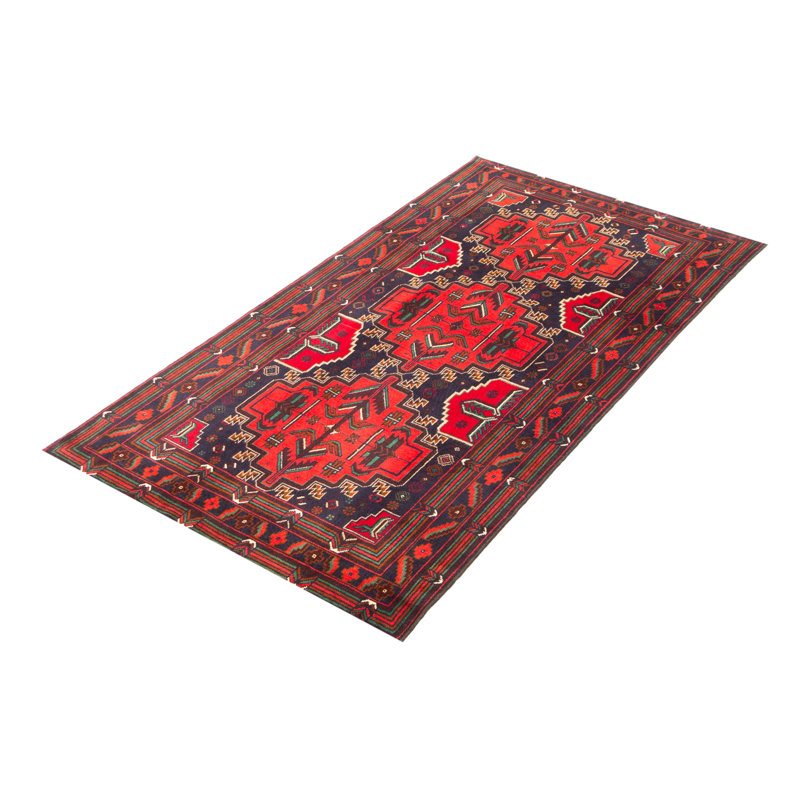 Tapis bleu foncé Teimani 3 pi 8 po x 6 pi 9 po