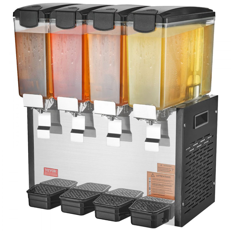 Commercial Beverage Dispenser 10L x 4 Tanks Cold Juice Ice Drink Dispenser