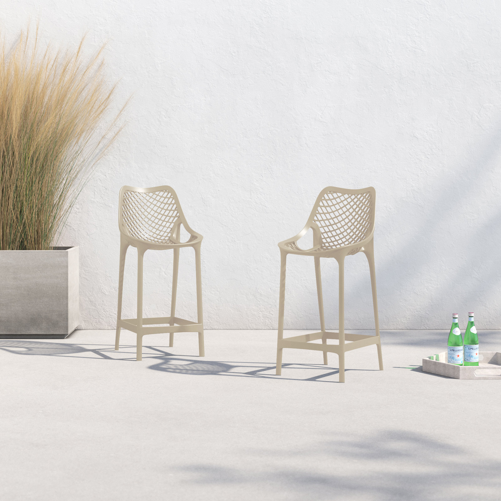 Farrah Patio Bar Stool, Taupe, 29.5"