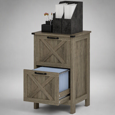 Rustic Farmhouse 2-Drawer File Cabinet with Adjustable Bars and Anti-Tipping Safety, Organized and Stylish Office Storage