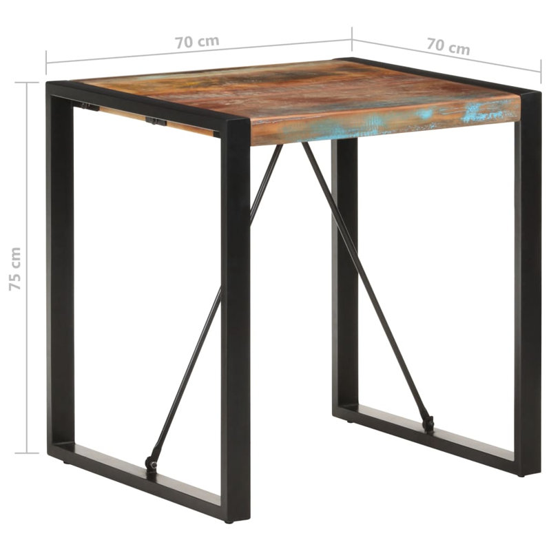 17 Stories Dining Table Mango Wood, Black, 29.5" H x 27.6" L x 27.6" W, Multicolor