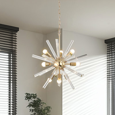 Lustre sphérique Spoutnik à 9 lumières avec accents en fer forgé Magoon